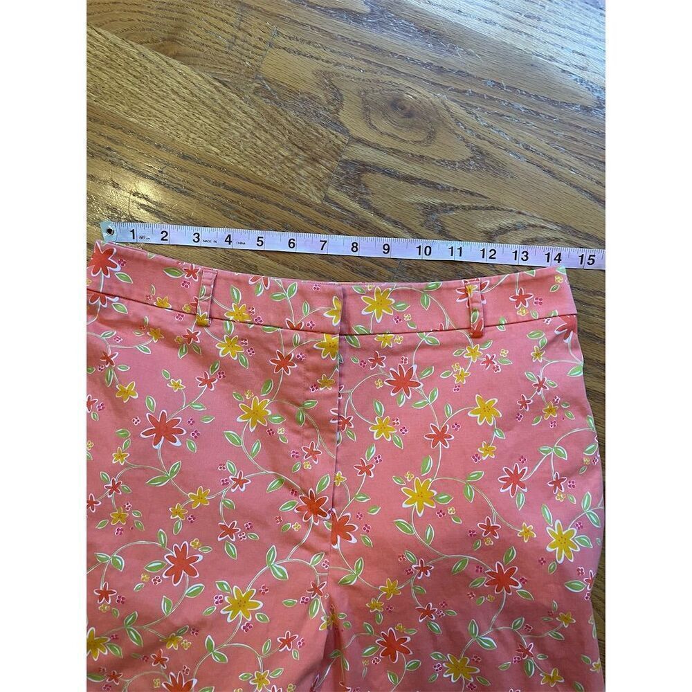 Willi Smith Women's Size 8 Orange Floral Crop Pants Casual Straight Leg - Picture 2 of 7